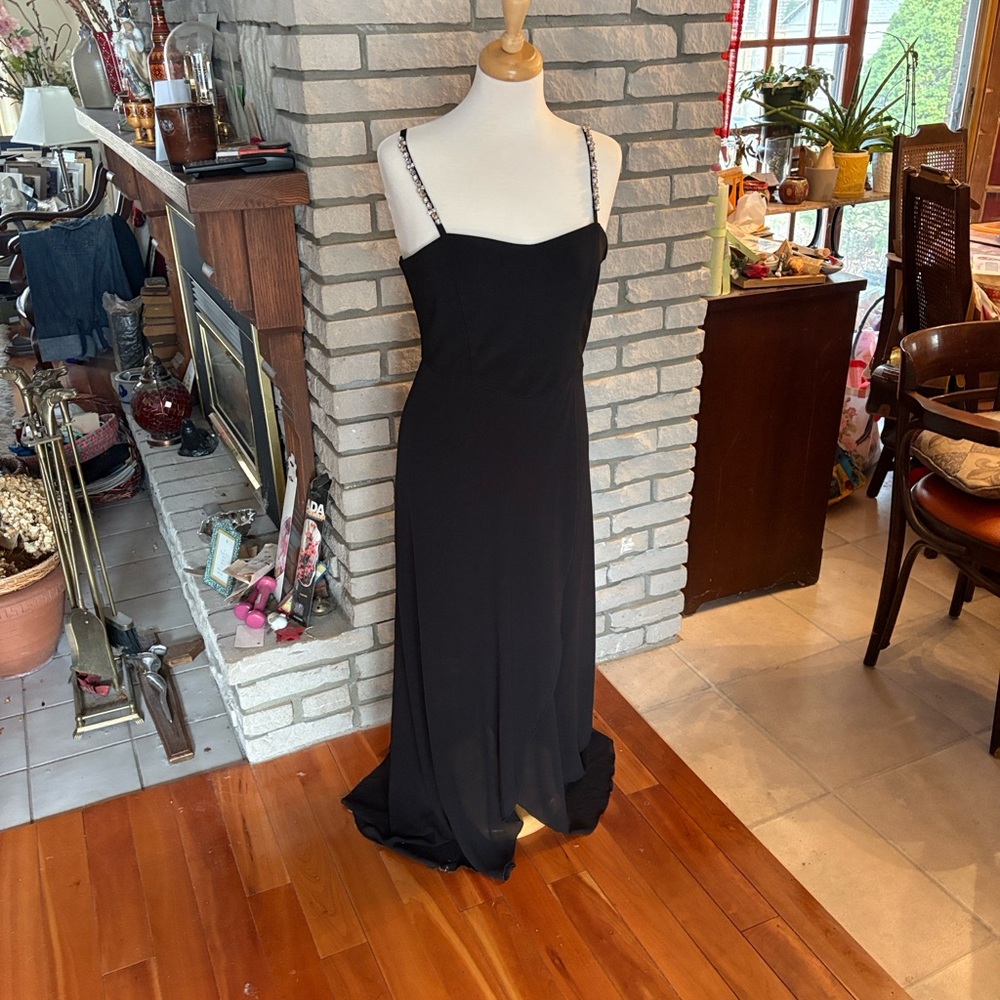 Frank Lyman Design Black Strapless Dress with jewel embossed Straps
